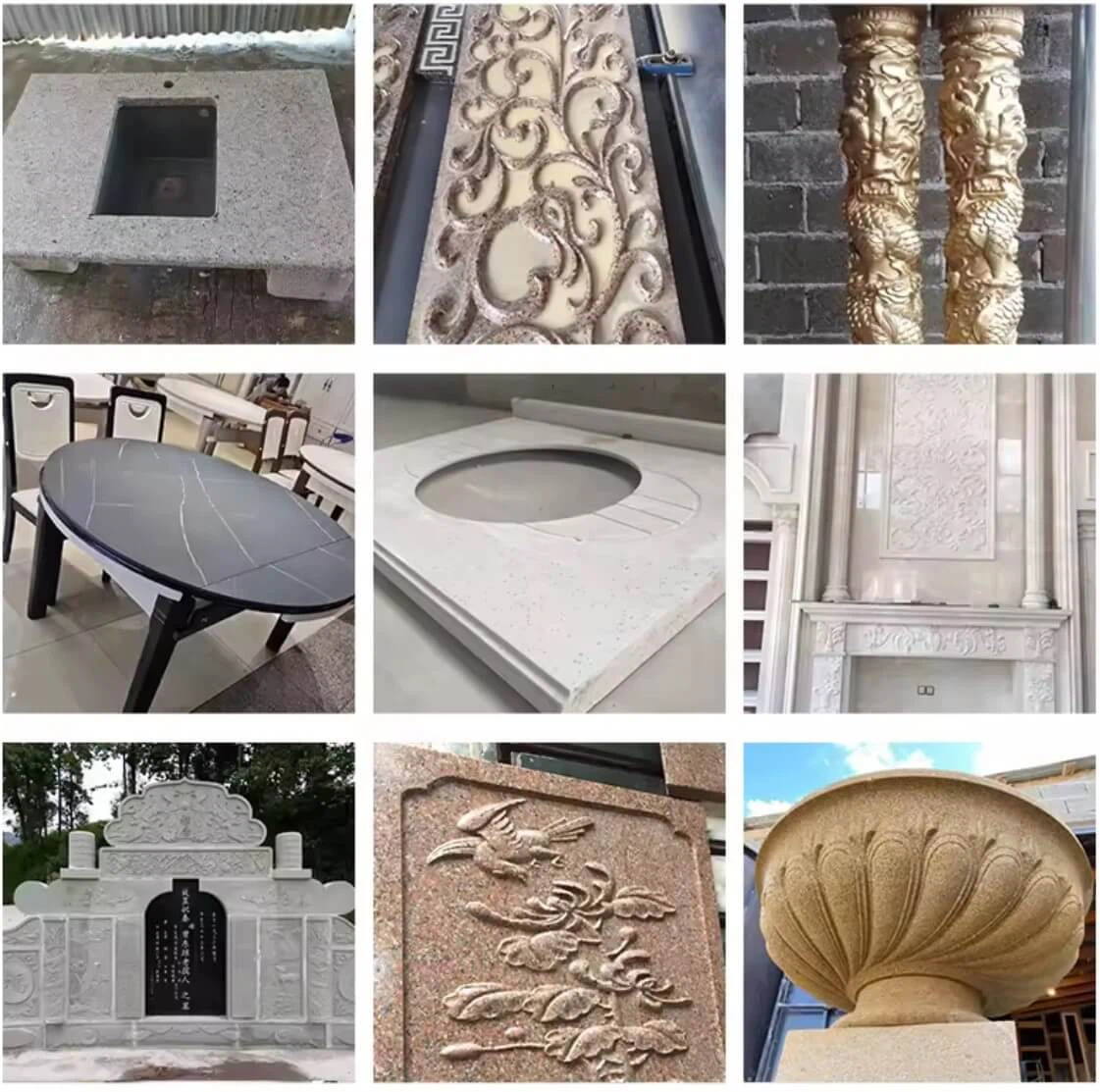 Product made by stone engraving machine